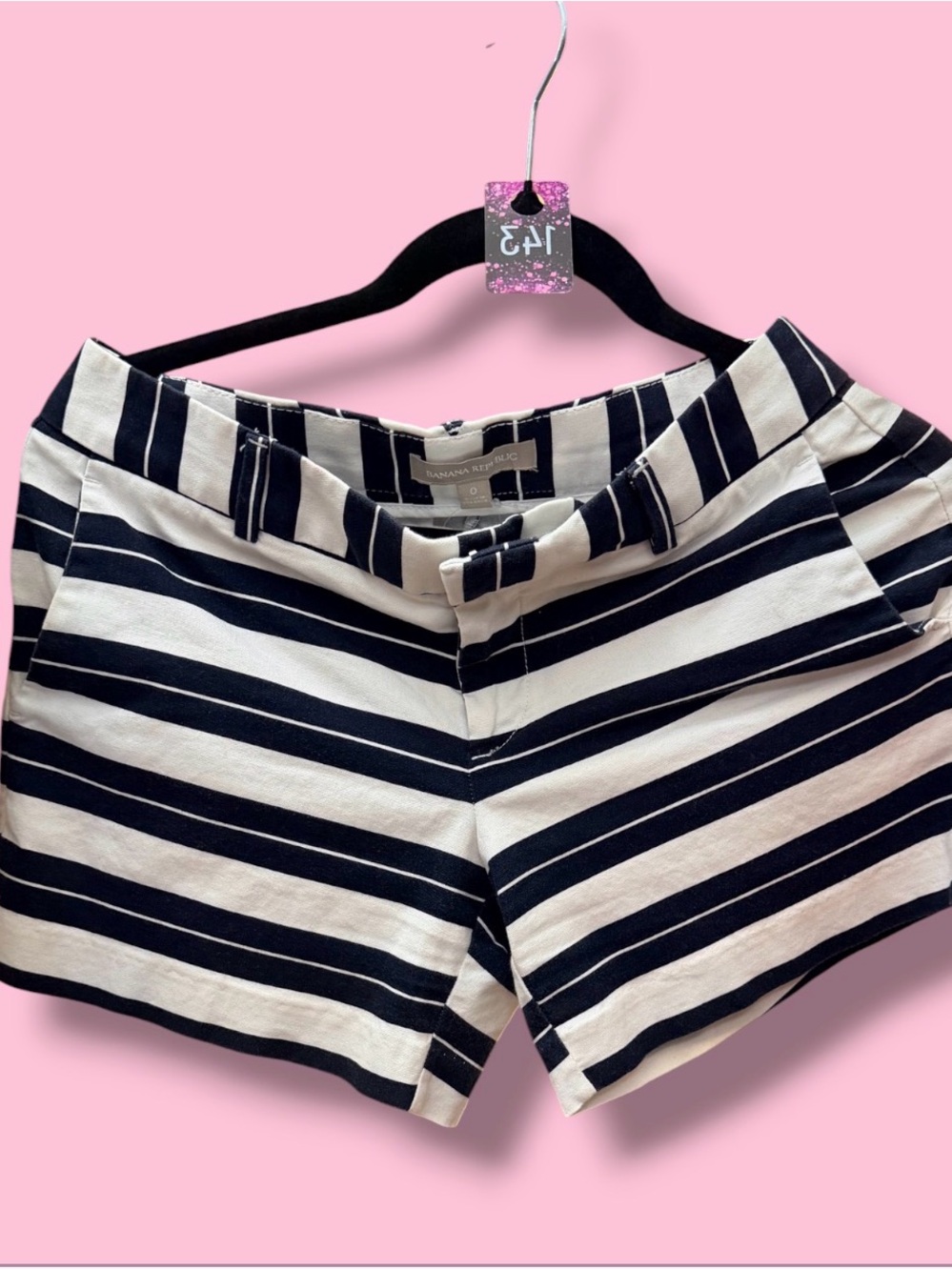 Banana Republic Navy and White Striped Women's Shorts